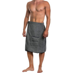 Brandsseller Мужской саронг для сауны Sauna Kilt S-XL с застежкой на липучке, эластичной лентой и сумкой, 100% хлопок, серый