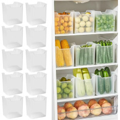 CAREDGO Fridge Storage Box, Pack of 10, Fridge Organiser, Transparent Fridge Organiser, 12.5 cm x 11 cm x 9 cm, Fridge Organiser, Fridge Storage Box, Fridge Organiser for Kitchen