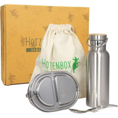 Bambino HOTZENBOX pusdienu kārba un termosa flakons Nerūsējošā tērauda 500 ml izturīga 500 ml ūdensnecaurlaidīga plastmasas necaurlaidīga ilgtspējīga pusdienu kārba Bento Box divkārša dzēriena pudele Pusdienas skola