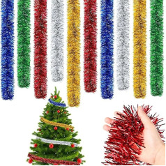 Cindeer 66 pēdu Ziemassvētku Tinsel ģirlandes dekorēšana Chunky Tinsel bieza karājas Luksusa Tinsel Ziemassvētku pusei iekštelpu un āra lietošanai Zelta, sarkana, sudraba, zaļa un zila