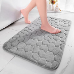 chakme Memory Foam vannas paklājs, absorbējošs vannas paklājs, vannas istabas paklājs, dušas paklājs, dekoratīvs neslīdošs paklājs vannas istabai, dzīvojamai istabai, 50 x 80 cm, gaiši pelēks