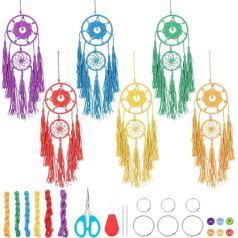 INFUNLY 6 Satz Doppelt Ringe Träumen Fänger Kit Farbig Träumen Fänger Anweisung Inbegriffen Boho Träumen Fänger Quaste Kit Mauer Oder Auto Hängend Ornament