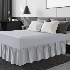 Lina Home Extra Deep Ruffle Fitted Sheet Super King Size Valance Fitted Sheet Mikrošķiedras mīksta, matēta, viegli kopjama, negludina (Super King, sudraba)