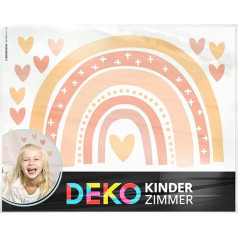 DEKO KINDERZIMMER DK1037-18-L Sienas uzlīme Rainbow Hearts Nursery Sienas uzlīme Sienas uzlīme Hearts Baby Room Meitenes Sienas uzlīme Pastel sienas dekori