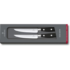 Victorinox, Grand Maître, Profi Steakmesser-Set, 2-teilig, Extra Scharfe Klinge, gerader Schliff, 12 cm, Robuster Kunststoffgriff, Rostfreier Stahl, schwarz