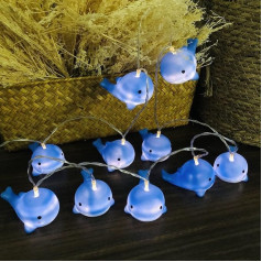 Riaxuebiy Kids Room Fairy Lights with 10 LED Christmas Decorative Light Kids Night Lights for School Garden Nursery Easter (1.65m/10LEDs, Blue Whale)