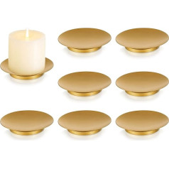 Romadedi Sveču turētājs Pillar Candle Candle Candle Holder Zelta sveču turētājs - komplekts no 8 metāla sveču paliktņu plāksnēm Sveces plāksnes Kāzu Adventes dekorēšana