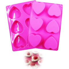 2 Pack Silicone Heart Shape Soap Chocolate Muffin Jelly Pudding Molds