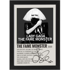 AllStarMedia Lady Gaga The Fame Monster Albuma vāka parakstīts plakāts - Plakāts ar autogrāfu - Ierobežota tirāža ar autogrāfu mūzikas faniem vai kolekcionāriem (A3) Bez rāmja (A3)