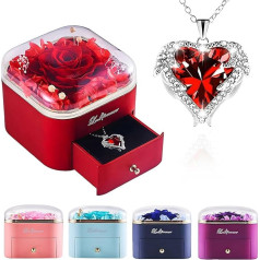 Echte ewige Rose Halskette Schmuck-Geschenk-Box, konservierte Blume Rose Geschenk-Box, romantische Dame Geschenk, Valentinstag Hochzeitstag Geburtstag Geschenk, Geschenk für Frau Mutter Oma Freundin