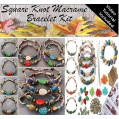 8 x Boho makrame rokassprādze rotaslietu veidošanas komplekts Festival Chic Porcelāna misiņa pērlītes