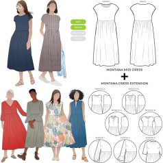 Stils Arc Šūšanas Pattern - Montana Midi Dress Plus Expansion Pack (izmēri 04-16)