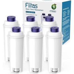 Fiitas ūdens filtrs Delong hi Dinamica Magnifica s ECAM automātiskajam kafijas automātam DLSC002 De Longhi filtru kārtridži, kas saderīgi ar ESAM, ETAM sēriju (6 iepakojumi) FTS002