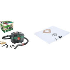 Bosch Home and Garden AdvancedVac 18V-8 akumulatora putekļsūcējs mitram un sausam putekļu sūcējam - Amazon Edition, zaļš & Bosch 4 x flīsa putekļu sūcēja maisiņi