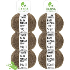 Hansa-Farm 100% bērnu alpakas vilna 25 krāsās - 300 gramu komplekts DK (dubultā adīšana) (6 x 50 g) - 1. 100% alpakas vilna, ko var mazgāt mašīnā - vēl mīkstāka, nesaskrāpē un izturīgāka - alpakas vilna adīšanai un tamborēšanai.