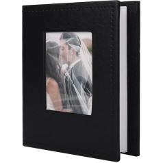 RECUTMS 100 Photo Album for 4x6 100 Small Photos Albums Black Premium Leather Cover Inner White Page Vertical Photo Albums Book for Family Wedding Graduation (Black)