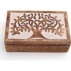 The Great Indian Bazaar Great Birthday Gifts Handmade Decorative Wooden Jewelry Box Tree of Life Carving Jewelry Organizer Keepsake Box Treasure Chest Jewelry Holder