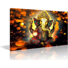 Wall Pictures for Living Room Ganesh Canvas Indian God Painting 1 Panel Wall Art Hinduism Modern Artwork Home Decor Gallery Wrapped Ready to Hang (16