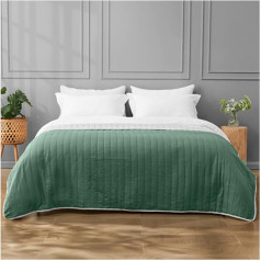 GC GAVENO CAVAILIA Reversible Quilted Bedspread Double Blanket Bed Throw 150 x 200 cm Ultra Soft Bedspread pārklājs Gultas pārklājs 100% poliestera zaļš