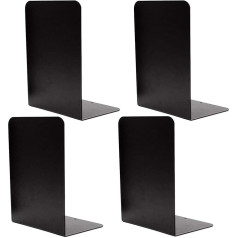 Vonderso 4 Pack Metal Bookends Heavy Duty Black Decorative Metal Bookends Plauktu dalītāji Stopper turētājs ar neslīdošo gumijas spilventiņu dekorēšanai Mājas biroja dāvana