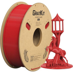 GratKit PLA 3D printera filaments 1kg, PLA filaments 1.75mm 3D drukāšanas filaments sarkans