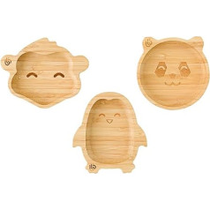 Tiny Bamboo Toddler Plate, 3 gabaliņu uzkodu un mazuļa atšķiršanas no krūts šķīvītis, veicina veselīgu uzkodu ēšanu un jauku porciju lielumu.