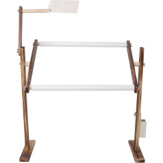 Antique Koka galda izšūšanas stends Stand Rack Regulējams augstums krustdūriens Stand Solid priedes mazā rāmja turētājs Šūšanas amatniecības stāvošs piederumu komplekts