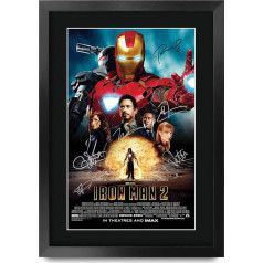 HWC Trading A3 FR Iron Man 2 Robert Downey Jr un aktieru grupas dāvanas Iespiests plakāts ar autogrāfu - A3 ierāmēts filmas piemiņas faniem