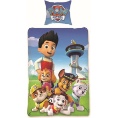 Bērnu gultasveļas komplekts, Paw Patrol, Linon, 135 x 200 cm, 80 x 80 cm, 100% kokvilna, zēnu divpusējs gultasveļas komplekts