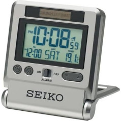 Seiko QHL066 digitālais ar akumulatoru darbināms ceļojumu modinātājs Sudraba krāsā