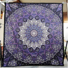 Populārs rokdarbi Handicrunch Hippie Mandala gobelēns Blue Purple Wall Hanging, Indijas liels galda skrējējs gultas segums Art, kokvilnas bohēmiešu lapa, Decor Art Hanging