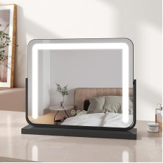 EMKE Hollywood Vanity Mirror with Lights, Large Table Makeup Mirror with Dimmable Smart Touch Screen, Hollywood Mirror with 360° Rotation and Memory Function, 600 x 516 mm, White