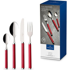 Villeroy & Boch - Play! Red Roses Tafelbesteck, 30 Teilig 6 Personen, Spülmaschinenfest, Besteck Rot Bunte Griffe, Besteck Mit Kunststoffgriffen, Besteck Set, Essbesteck, Messer, Gabel, Löffel