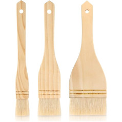 3 gabali Plakanā Hake Brush Hake Paint Brush Artist Painting Brush Set Sheep Hair Bristles Mazgāšanas suka akvarelim, mazgāšanai, keramikas un keramikas gleznošanai