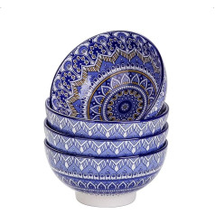 vancasso Mandala sērijas 4 gabalu porcelāna trauku komplekts, deserta bļoda, saldējuma bļoda, bohēmiskā stilā, 650 ml