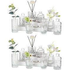 Hewory Kleine Glasvasen für Tischdeko: 16er Mini Vasen Set Glas Vintage Kleine Vasen Glas, Mini Glasvasen Kristall Vasen Klein Tischdeko, Kleine Vasen für Tischdeko Hochzeit Party Deko Wohnzimmer