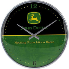 Nostalgic-Art Retro Wanduhr, Ø 31 cm, John Deere logo - melns un zaļš - Geschenk-Idee für Traktor-Fans, Große Küchenuhr, Vintage Design