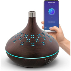 InLine SmartHome aromātiskais difuzors ēteriskajām eļļām, 400 ml, ultraskaņas mitrinātājs, telpas smaržotājs, gaisa atsvaidzinātājs guļamistabai, birojam, gaisma, taimeris, saderīgs ar Alexa/Google Home, 40154