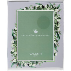 Valenti&Co sudraba fotorāmis kāzu apsolījuma dāvanai ar zaļu detaļu (13x18cm)