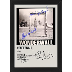 Oasis - Wonderwall Albuma dziesmas vāks parakstīts Ierobežots izdevums ar autogrāfu mūzikas faniem vai kolekcionāriem - Autograph Memorabilia Merchandise (Framed A4)