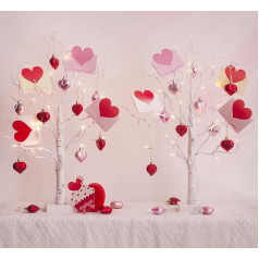 DELICHTER Valentīndienas dekors 60 cm bērza koks LED Tree Interjera apgaismojums Mājas Galds