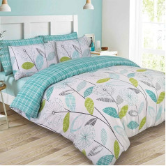 DREAMSCENE Luxuri�se Allium Bettw�sche Set mit Kissenbez�ge, Polyester/Baumwolle, Blaugr�n, Double