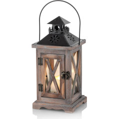 Romadedi Lantern Koka sveču turētājs Lantern Garden Lantern - Rustic Country House sveču turētājs ar metāla un stikla svecēm Vintage kāzu puse Ziemassvētku galda apdare iekštelpās un ārpus telpām