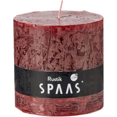 Spaas Rustic Pillar Candle 100/100 mm, ± 75 stundas, bez aromāta, vīna sarkanā krāsā, parafīna vasks, D x H 100 mm, 680