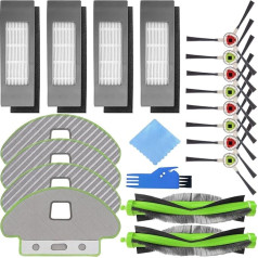 EATBALE Rezerves daļu komplekts iRobot Roomba Combo 113 R113840 R111840 robotu putekļsūcēju piederumiem 2 rullīšu birstes + 4 filtri + 8 sānu birstes + 4 salvetes + 1 tīrīšanas birste + 1 lupatiņa (18 gab.)