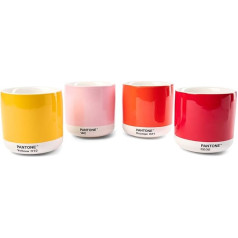 PANTONE Porcelāna krūzīte Latte Macchiato, 220 ml, 4 gabali: dzeltena 12 C, sarkana2035 C, oranža 021 C, gaiši rozā 182C