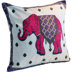 ZUODU Kissenbezug Elefant Rot 45 x 45 cm - Nationale Stickerei Bohemian für Einweihungsparty, Auto, Home Decor, Kissenbezug (roter Elefant)