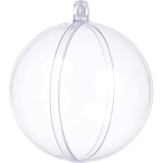 VAGHVEO Caurspīdīgas plastmasas ornamenta bumbiņas, 20 gab., 8 cm, caurspīdīgas, DIY, aizpildāmas, akrila amatniecības bumbiņu komplekti, roku darbs, rotājumi Ziemassvētkiem, kāzām, dzimšanas dienai, svētkiem, lielveikalam, 80 mm