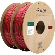 eSUN PLA+ Filament 1.75mm, 3D Drucker Filament PLA Plus, Maßgenauigkeit +/- 0.03mm, 1KG pro Spule, 2 Spulen 3D Druck Filament für 3D Drucker, Feuerrot