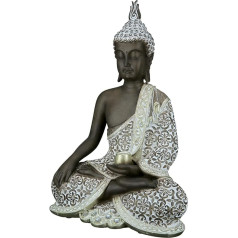 GILDE Dekoratīvā skulptūra Budas figūriņa sēžot un meditējot Brūna / balta Augstums 35 cm